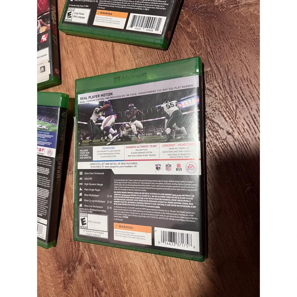 Microsoft Xbox One Sports Game Bundle NBA 2K17 2K18 FIFA 19 Madden 19 Excellent
